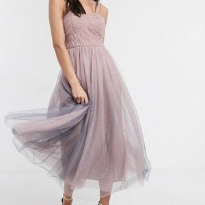 Forever U bandeau dress with ombre glitter in pink and blue